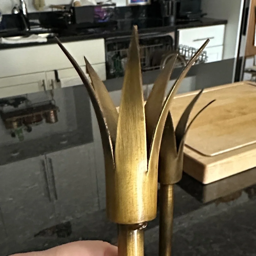 West Elm Brass Tulip Candle Holder Pair/Set